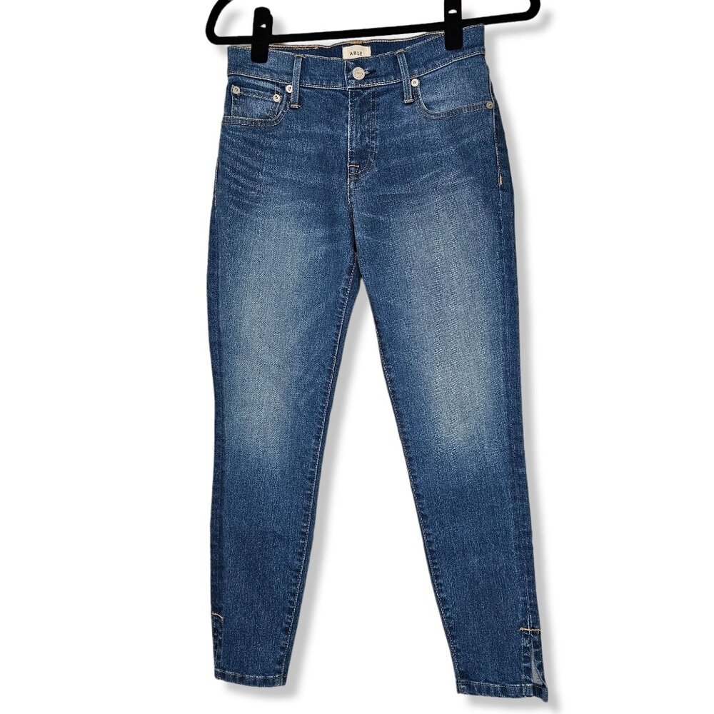 ⚡️Able 25 Jeans Medium Wash Mid Rise Skinny Jeans Stretch 26" Inseam Comfy